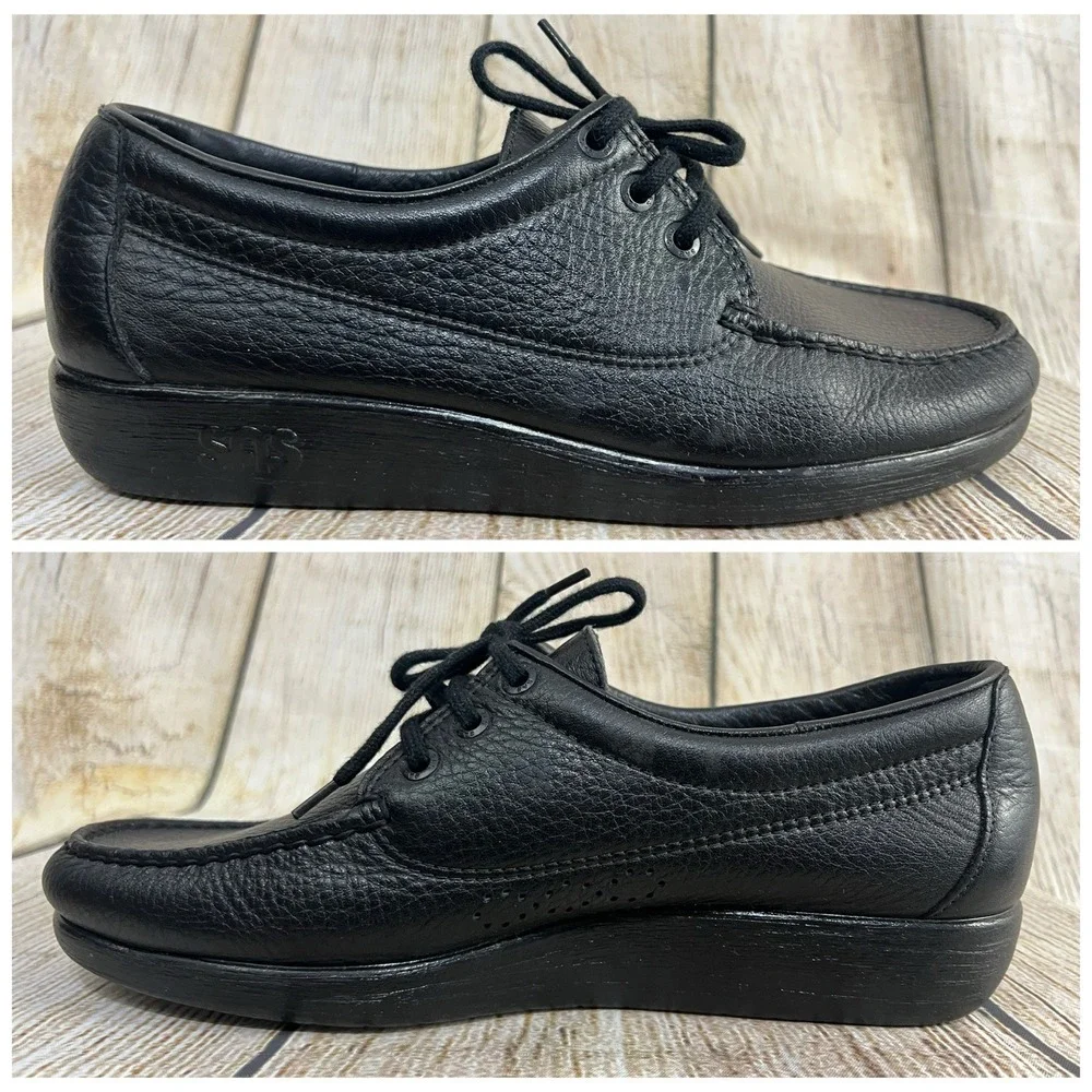 SAS Amigo 40 Pebbled Leather Lace Up‎ Oxfords Men Sz 10.5 M Black Comfort